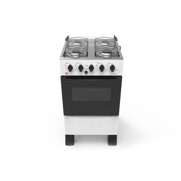COCINA A GAS TOKYO BRAVO BLANCO 4H MESA INOX C/ENCENDIDO TAPA DE VIDRIO HORNO LI