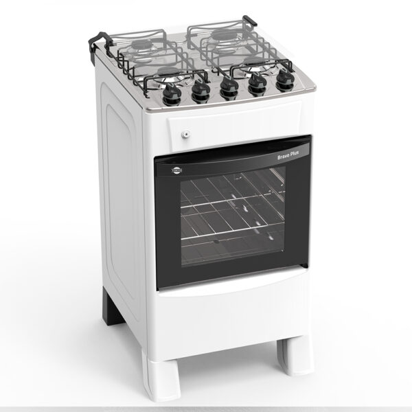 COCINA A GAS TOKYO BRAVO PLUS 4H  C/ENC. BLANCA MESA INOX COMANDO SUPERIOR