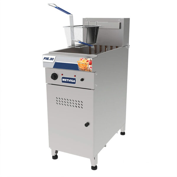 FREIDORA ELECTRICA CUADRADA METVISA 12kW 30L CESTO DOBLE