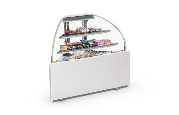 VITRINA NEUTRA ESQUINERA PLATINUM ECOSILKON INOX MOD CSTPEF C/LUZ