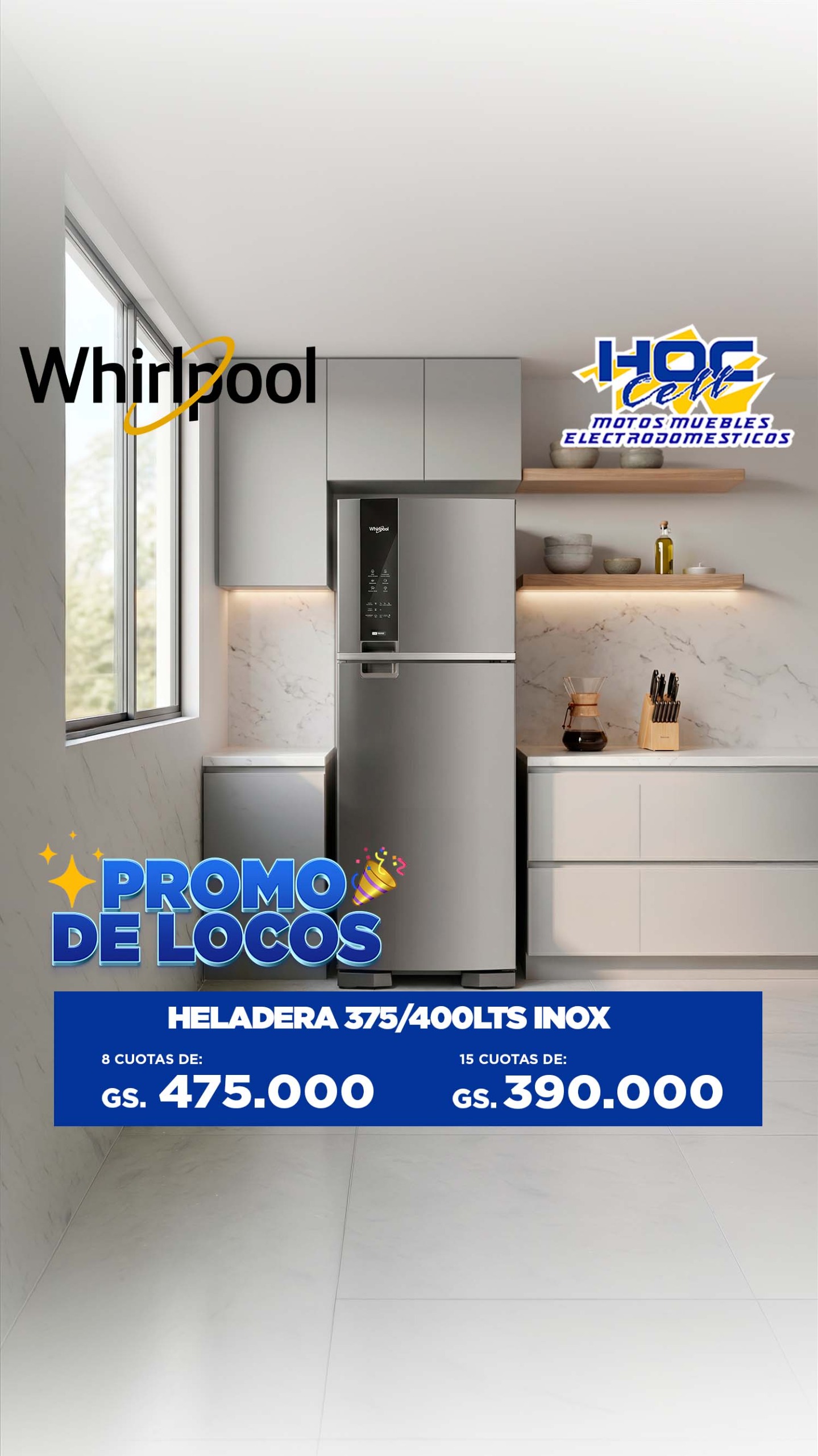 Heladera Whirlpool 375/400LTS Inox
